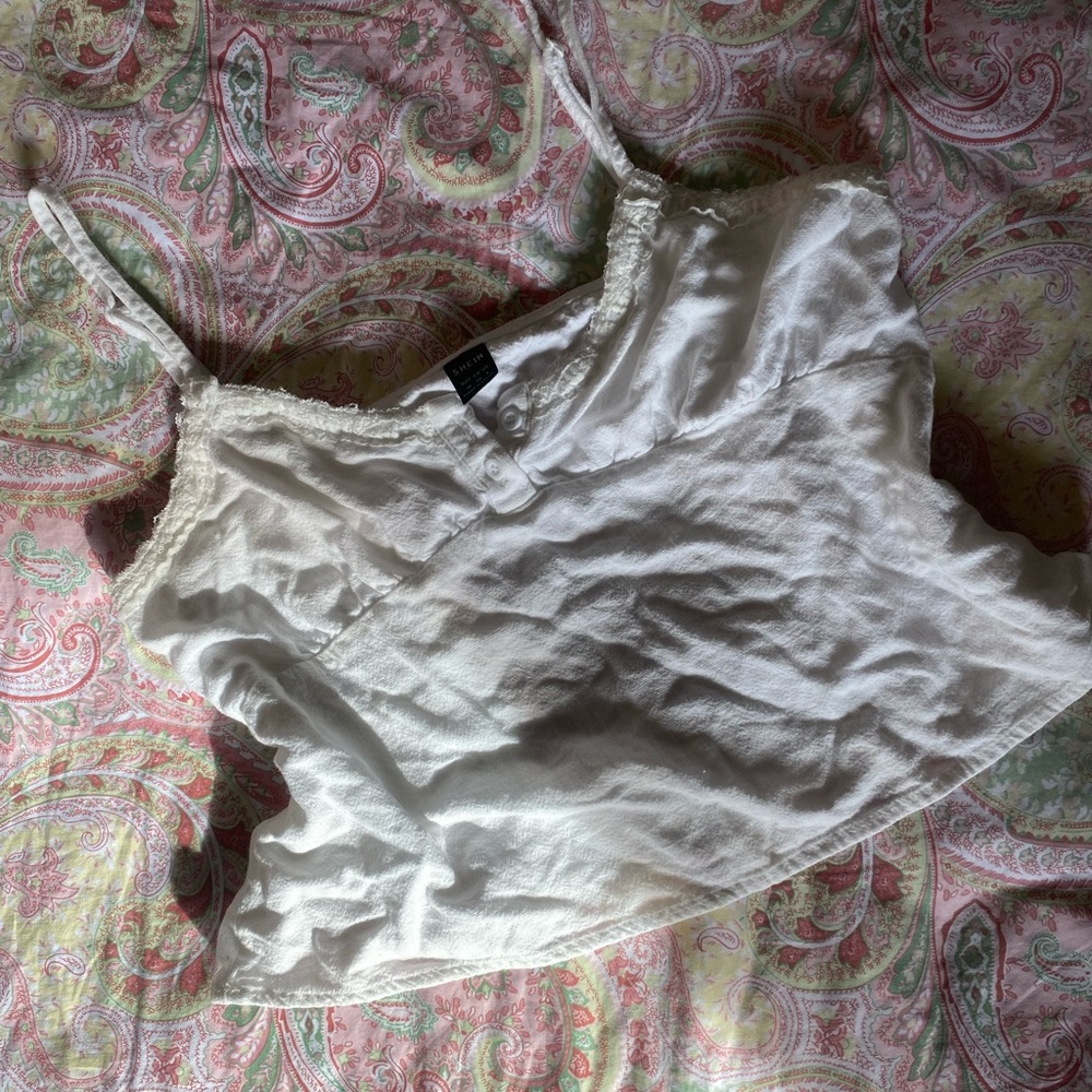 White Lace Trim Babydoll Top